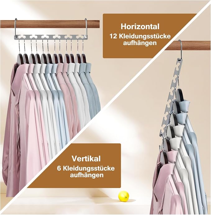 Space Saving Hangers for Clothes 12 Pack, Sturdy Metal Hangers Wardrobe - Image 4