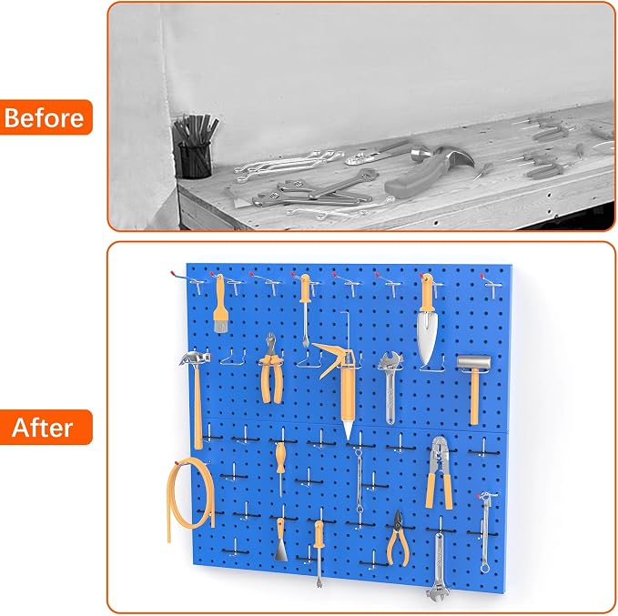 TORACK Metal Pegboard Wall Organizer 24" x 24" or 12" x 48" - Image 8
