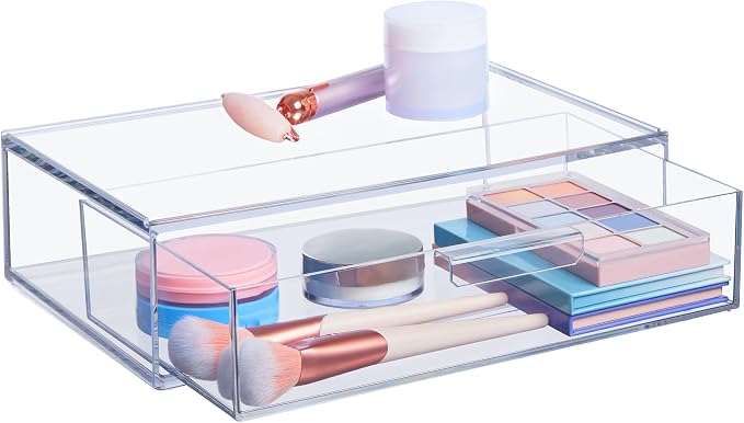 STORi Audrey Stackable Clear Bin Plastic Organizer Drawer | Organize Eyeshadow by STORi