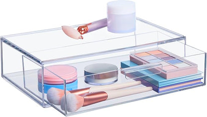 STORi Audrey Stackable Clear Bin Plastic Organizer Drawer | Organize Eyeshadow by STORi