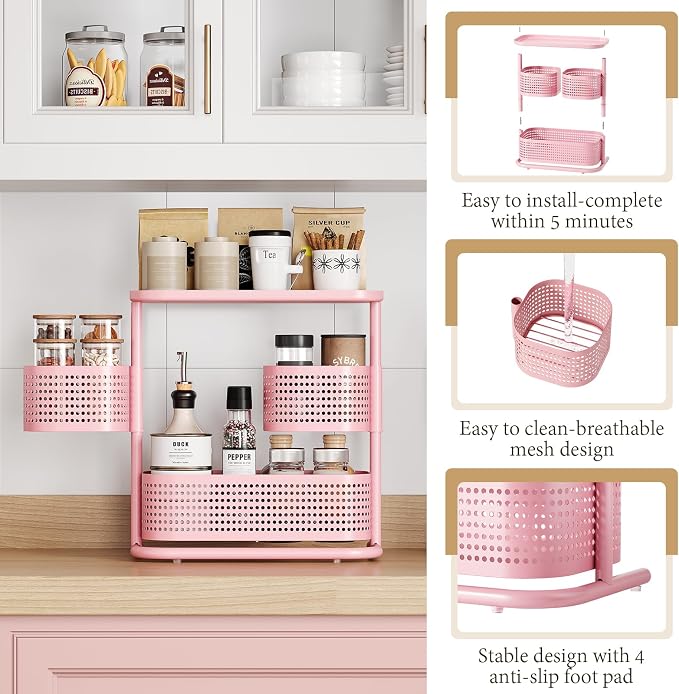 KINGRACK 3 Tier Bathroom Organizer Countertop, Rotating Desktop Skincare - Image 3