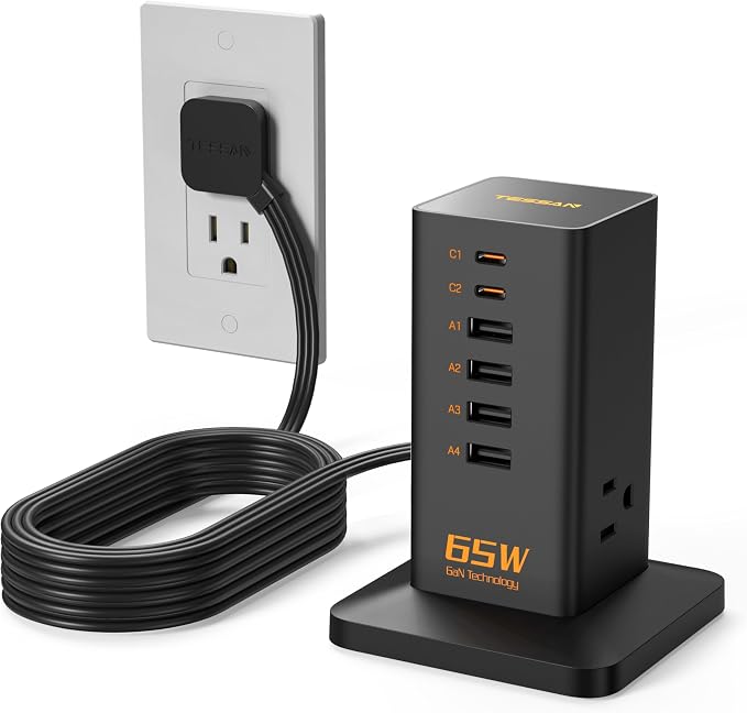 USB Charging Station for Multiple Devices 10Ft Cord, TESSAN 9-in-1 USB C by TESSAN