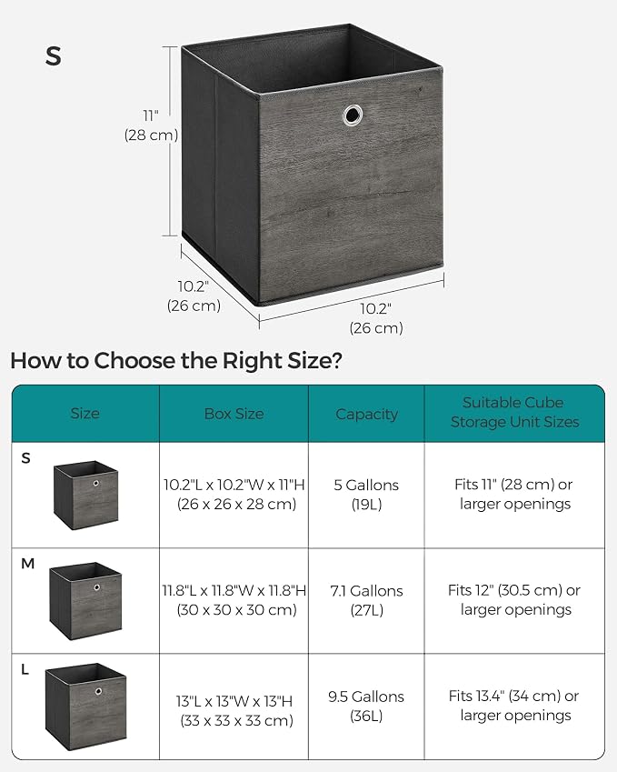SONGMICS Storage Cubes, Foldable Fabric Storage Bins, 10.2 x 10.2 x 11 Inches - Image 5