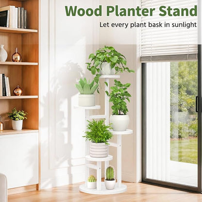 LASZOLA 4 Tiered Wood Plant Stand Indoor Corner, Flower Holder Rack Tall - Image 6