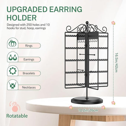 MODOWEY Rotating Jewelry Holder Organizer Stand Earring Display Metal Rack | - Image 2