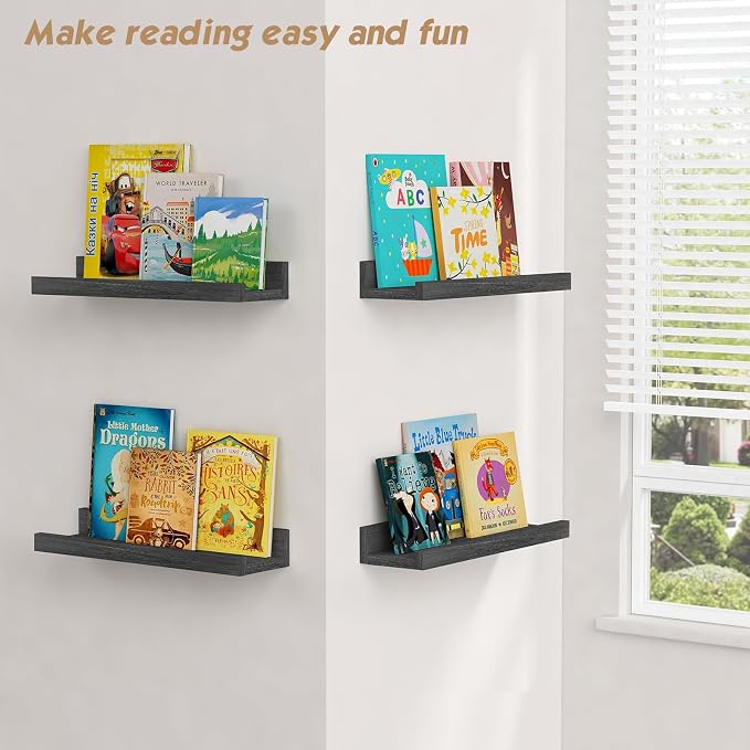 Forbena Black Picture Ledge Shelf, Floating Shelves - Image 7
