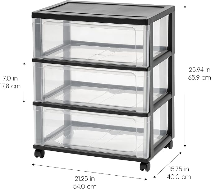 IRIS USA 3-Drawer Wide Storage Cart - Image 3
