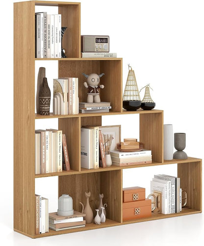 Tangkula 4-Tier Stepped Bookshelf, Freestanding 6 Cubes Ladder Bookcase by TANGKULA