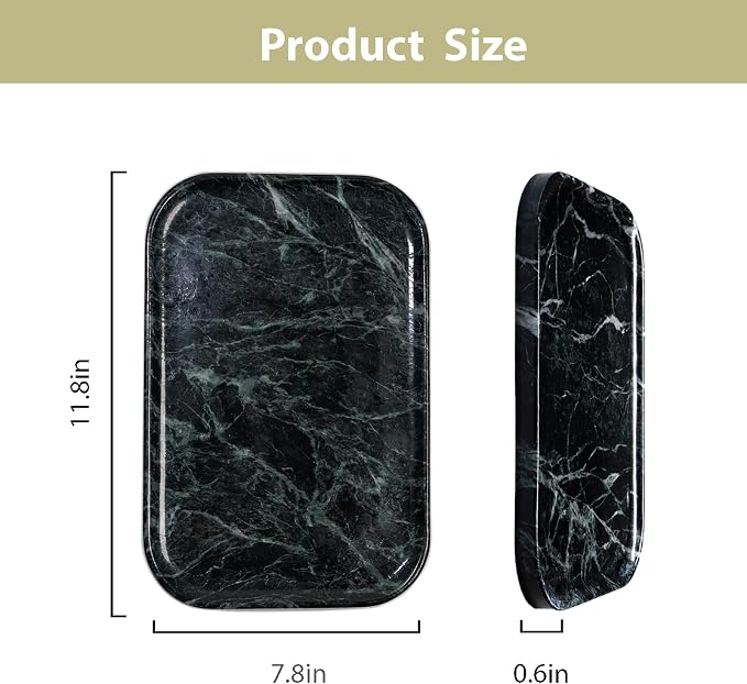 Natural Green Marble Tray 11.8"x7.8"x0.6" | Bathroom Vanity Organizer & Kitchen - Image 2