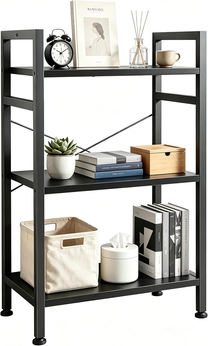 HealSmart 3 Tier Bookshelf, Free Standing Book Shelf Home Office Bookcase Shelf by HealSmart