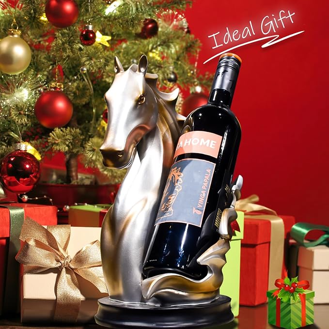 Wine Bottle Holder Wine Racks Tabletop Horse Statue as Home Kitchen Wine Cellar - Image 3