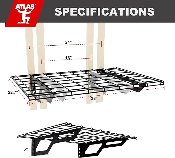 The Atlas 2-Pack 2x6 ft Garage Wall Shelves, 800lbs Heavy Duty Garage Shelving - Image 2