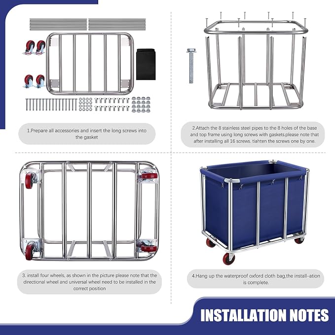 Commercial Laundry Cart with Wheels, 11.40 Bushel Large Laundry Rolling Bins - Image 6