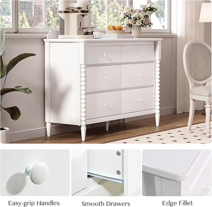 3 Piece Bedroom Set, Vintage 6 Drawer Dresser and Nightstand Sets - Image 6