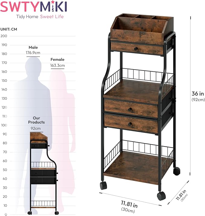 SWTYMIKI Rolling Makeup Organizer Cart - Image 2