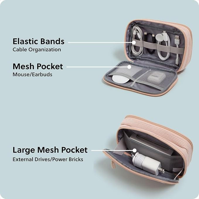 U Brands Dual Zip Corduroy Travel Electronics Organizer, Tech Carry Case - Image 5