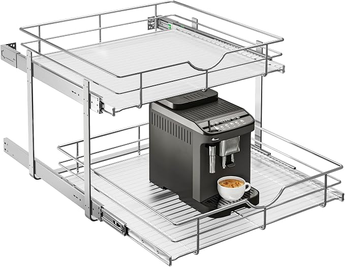 WelFurGeer 2-Tier Kitchen Cabinet Pullout Shelf and Drawer Organizer, Soft by WelFurGeer