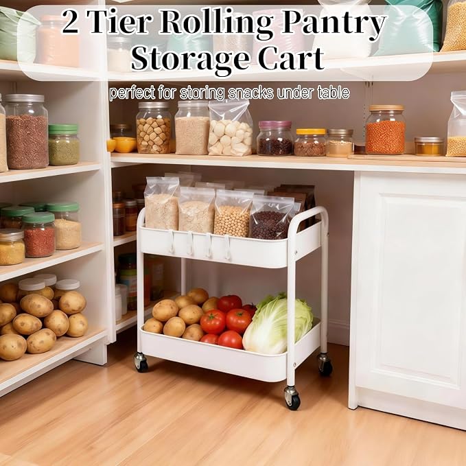 2 Pack Two Tier Rolling Cart - Image 3