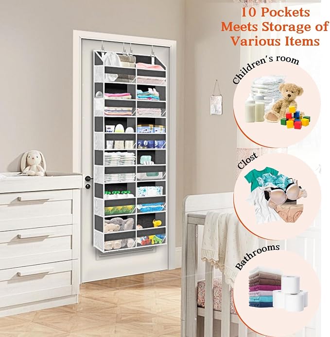 2 Pack Over The Door Organizer 6 Tiers, Extra Large Behind Door Storage of 12 - Image 6