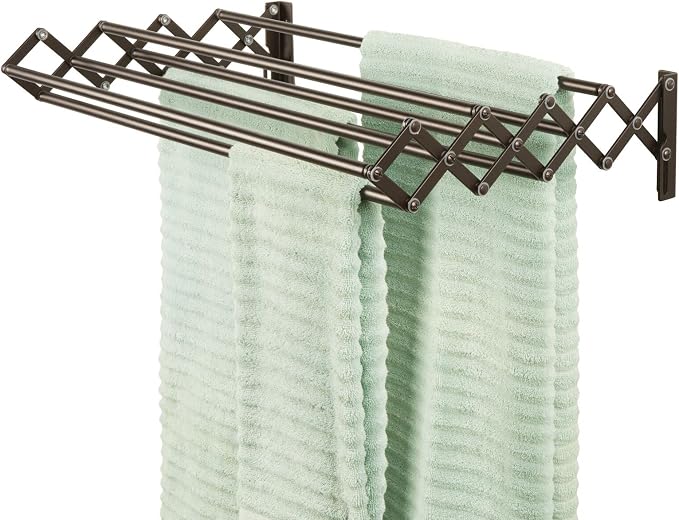 mDesign Steel Wall Mount Accordion Expandable Retractable Clothes Air Drying by mDesign