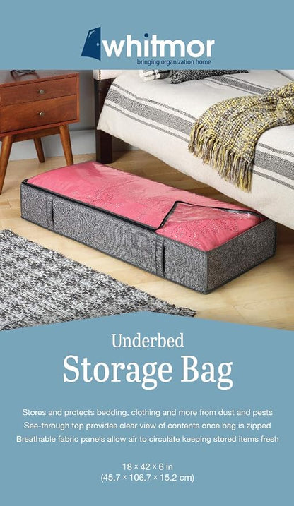 Whitmor Zippered Jumbo Underbed Bag Crosshatch Gray - Image 3