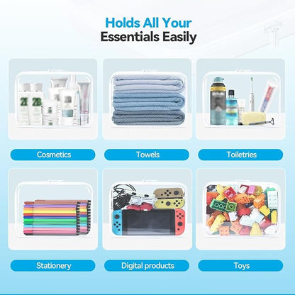 3Pcs Clear Hard Shell Zipper Case, BIiss Plastic Bins - Image 4