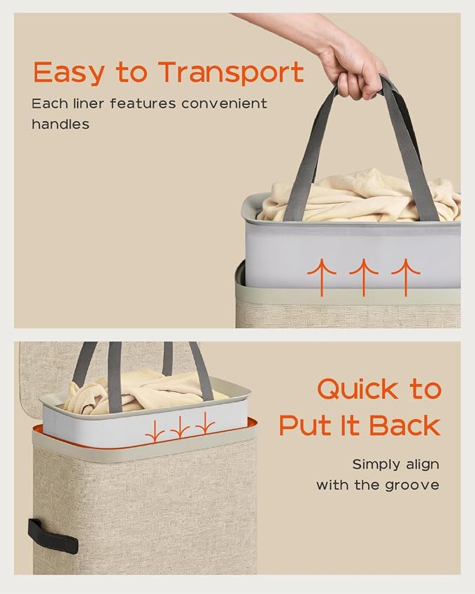 CASAMAYA Laundry Basket with Lid, Laundry Hamper 100L, collapsible Laundry - Image 4