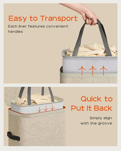 CASAMAYA Laundry Basket with Lid, Laundry Hamper 100L, collapsible Laundry - Image 4