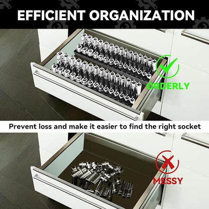 3PCS Socket Organizer Tray Set, Metric Socket Storage Trays, 3/8-Inch & - Image 6