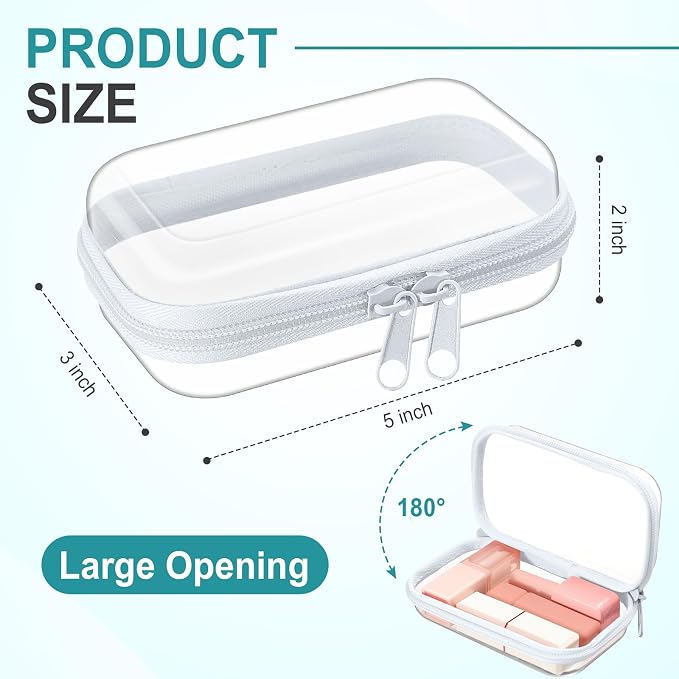 Hoolerry 4 Pcs Hard Clear Zipper Case Makeup Bags Plastic Pencil Pouch - Image 2