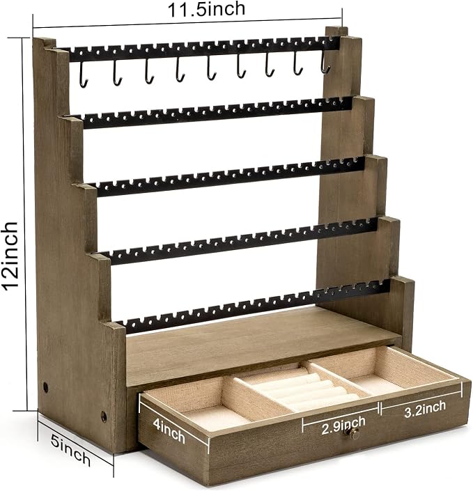 Pinzoveco Earring Organizer, 5 Layer Earring Holder Organizer - Image 6