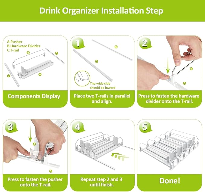 Drink Organizer for Fridge, Self Pushing Fridge Drink Organizer, Automatic - Image 6
