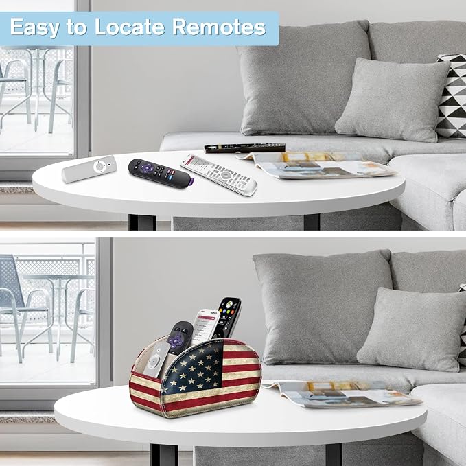 FINTIE Remote Control Holder, 5 Compartments Vegan Leather TV Remoter Caddy - Image 3