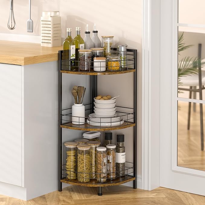 DAOUTIME Bathroom Standing Shelf, 3 Tier Corner Stand, Free-Standing Shelf Units - Image 3