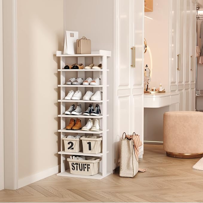 HOMEFORT 7-Tier Wood Shoe Rack, Double Rows 7-Tier Shoe Shelf, Shoe Storage - Image 8