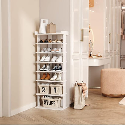 HOMEFORT 7-Tier Wood Shoe Rack, Double Rows 7-Tier Shoe Shelf, Shoe Storage - Image 8