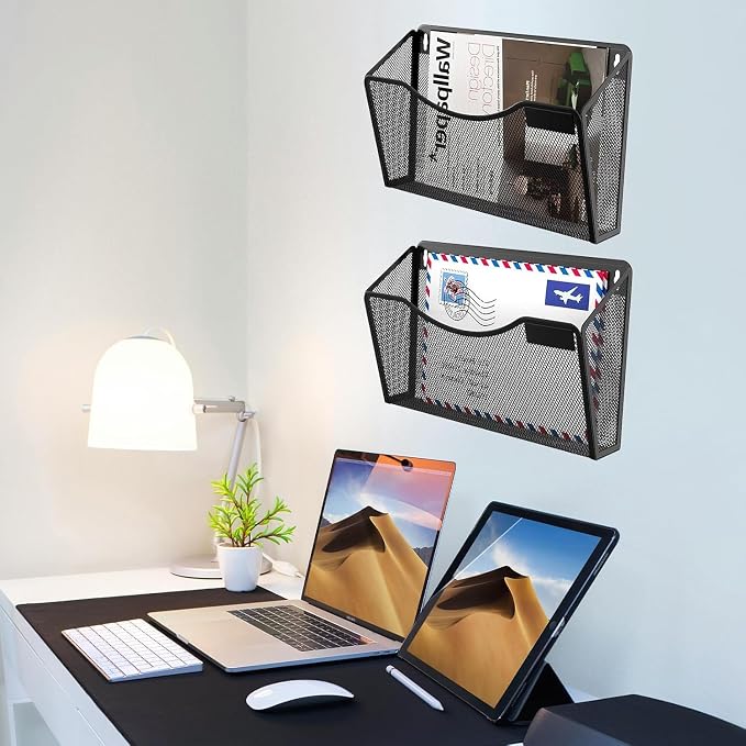 Gawerk Mesh Hanging Wall File Holders, Metal Vertical Wall Basket Mail Organizer - Image 4