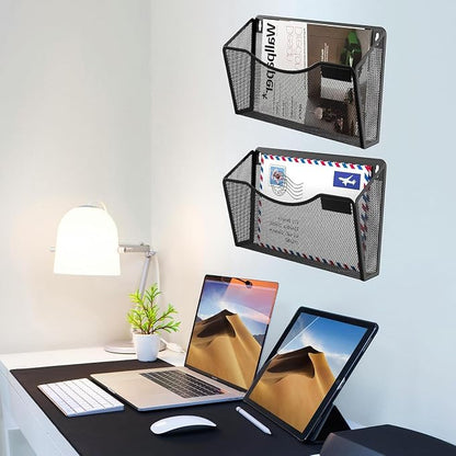 Gawerk Mesh Hanging Wall File Holders, Metal Vertical Wall Basket Mail Organizer - Image 4