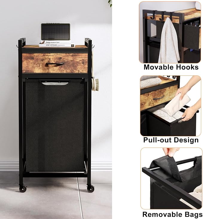 Laundry Hamper, Laundry Sorter, Rolling Laundry Basket - Image 4