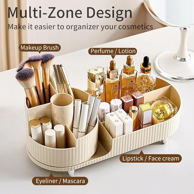 Vecolla Makeup Organizer, Perfume Organizer 360 Rotating Makeup Brush Holder - Image 3