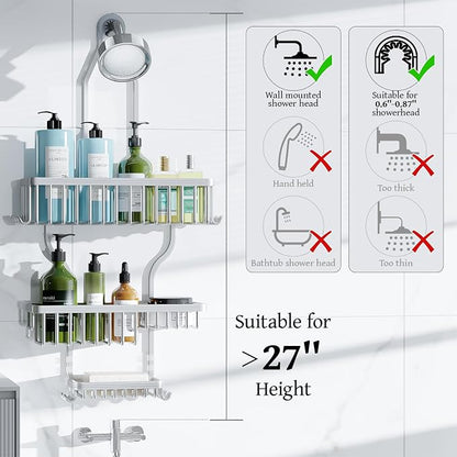 YASONIC Never Rust Shower Caddy Hanging, Aluminum Shower Racks - Image 9
