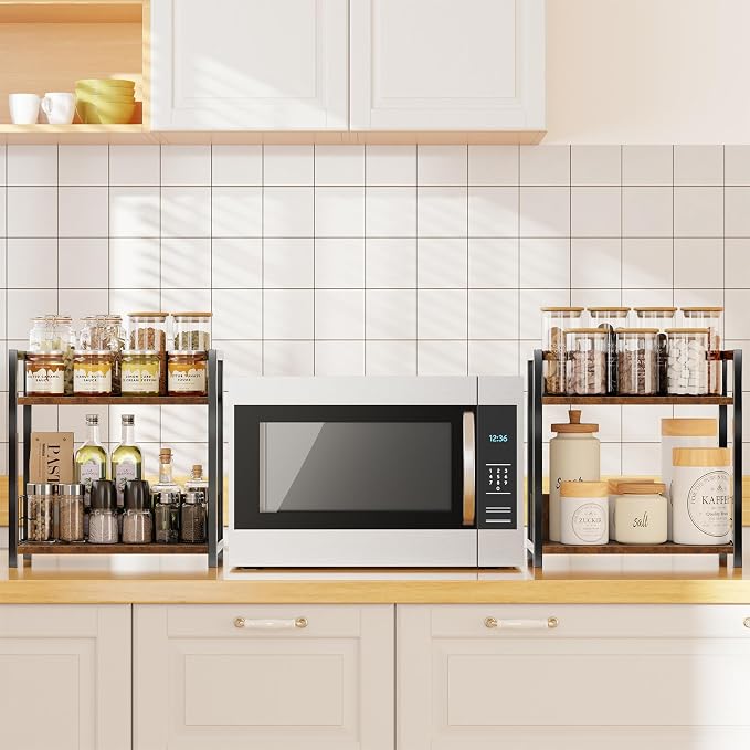 Simple Trending Countertop Shelf Organizer, 2 Tier Kitchen Spice Rack, Coffee - Image 3