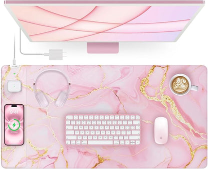 Wireless Charging Mouse Pad, 31.5"x15.8" Large Gaming Desk Mat by abcmat