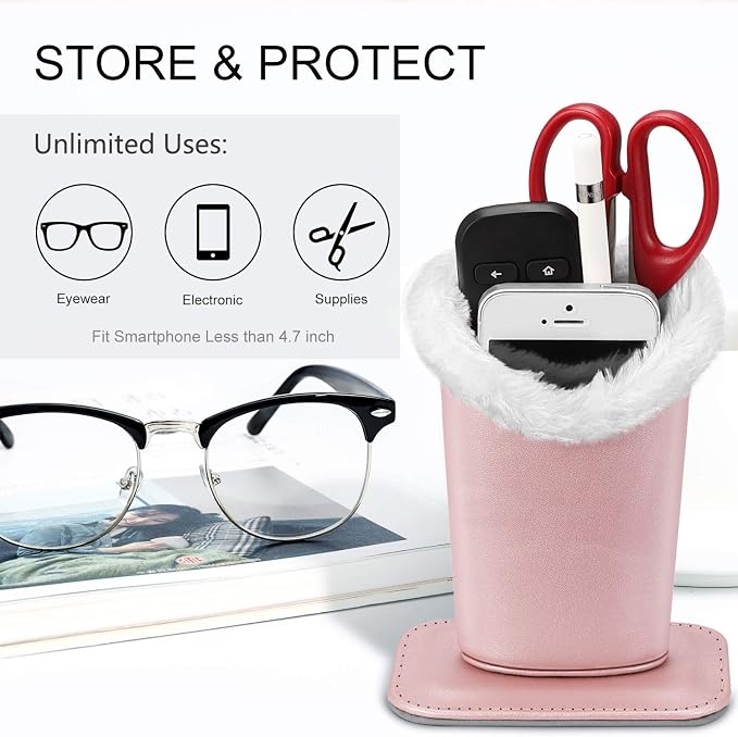 Fintie Plush Lined Eyeglasses Holder, Glasses Stand Case, Anti-scratch Glasses - Image 5