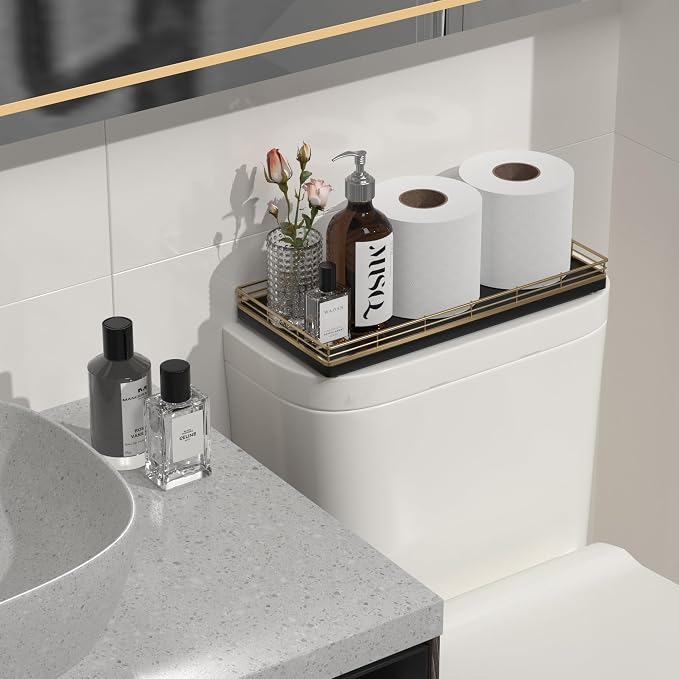 Oak Bathroom Toilet Tank Tray, for Perfume Makeup Candle Kitchen Counter Coffee - Image 2