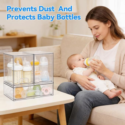 OTraki Baby Bottle Organizer 3 Pack Acrylic Storage Drawers - Image 7