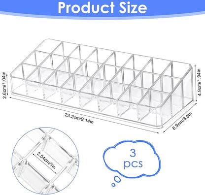 3-Pack Acrylic Lipstick Organizer – 72 Slot Clear Makeup Storage Display - Image 3