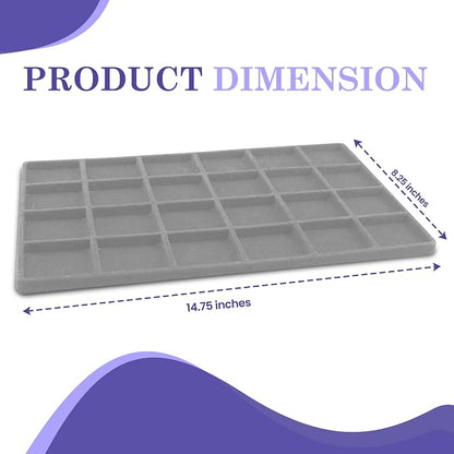 Novel Box 5 Pack 24-Slot Gray Liner Jewelry Storage Tray Inserts 14.75x8.25x1 - Image 2