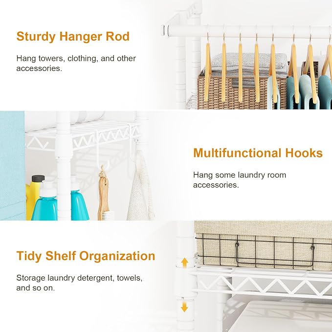 U14 Medium Over the Washer and Dryer Shelves, 4 Tiers Laundry Room Storage and - Image 6