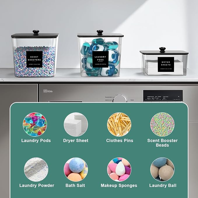 POLRAI 3 Pack Laundry Pod Containers and Dryer Sheet Holder - Image 4
